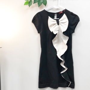 TED BAKER | Black ruffle tuxedo mini dress 0